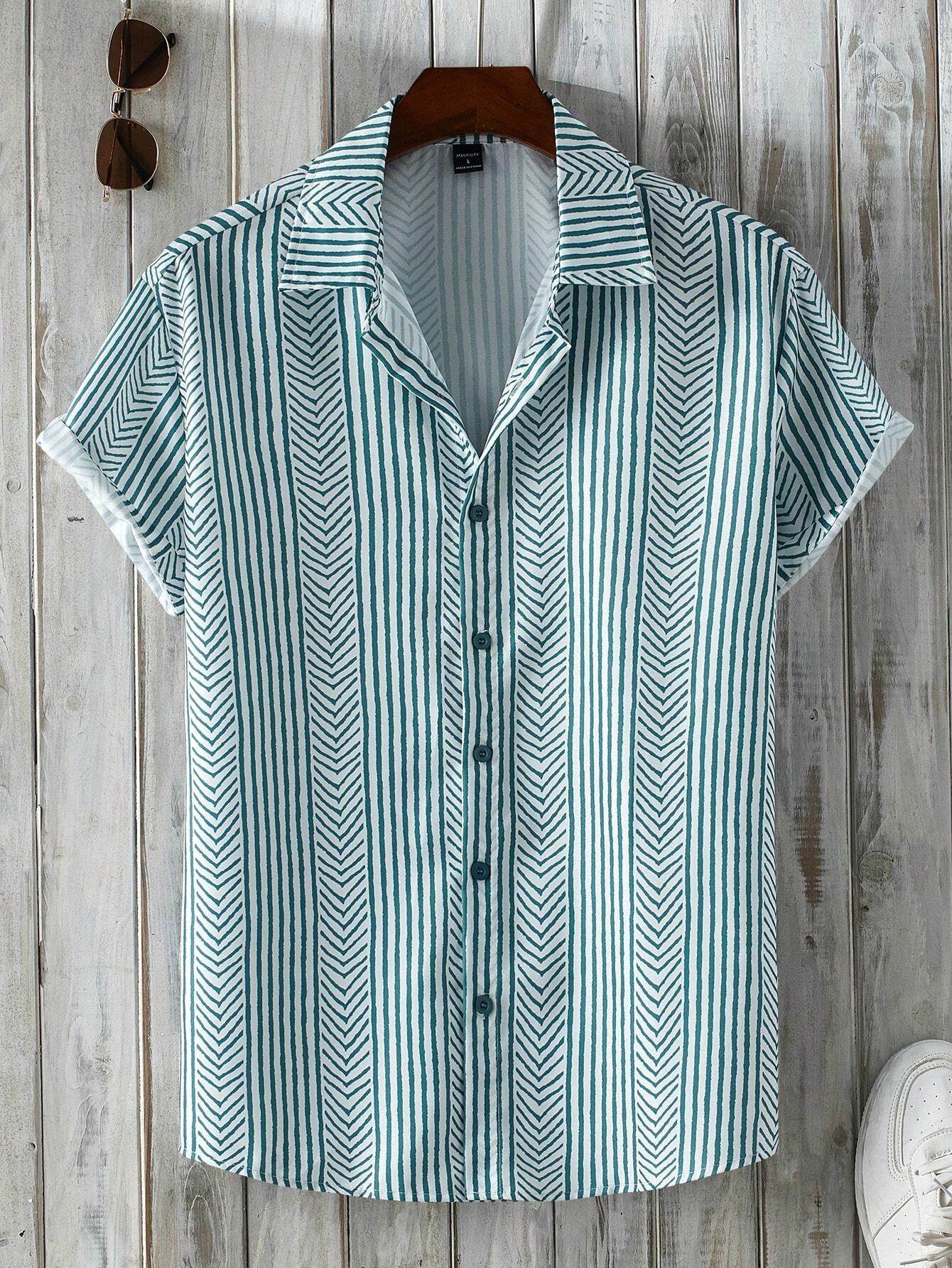 Mateus - Camisa de Hombre con Estampado Geométrico