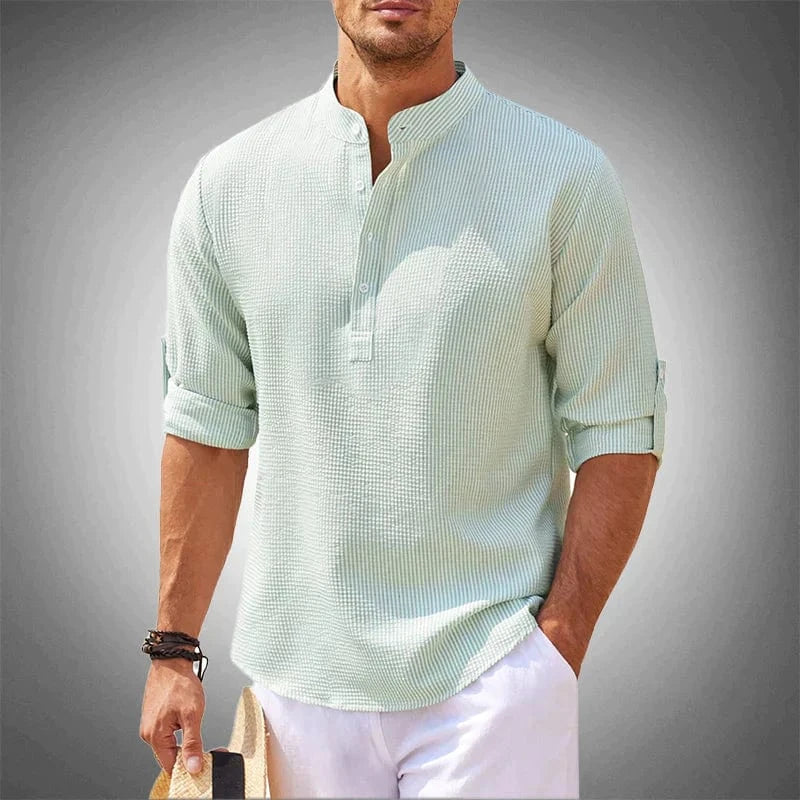 Gonzalo™ Camisa de manga larga de algodón-lino