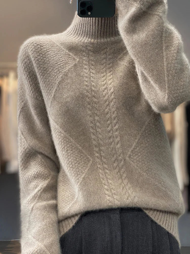Ella™ Jersey de Cachemira con Cuello Alto