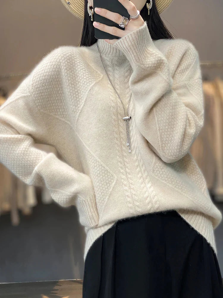 Ella™ Jersey de Cachemira con Cuello Alto