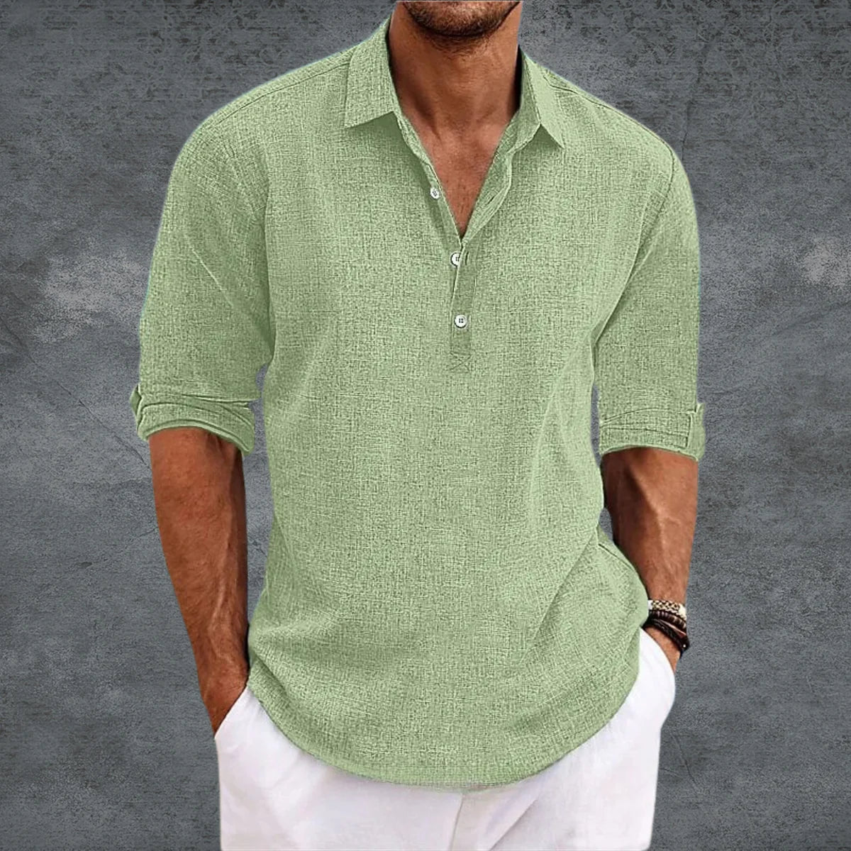 Giorgio - Camisa de Lino y Algodón de Manga Larga