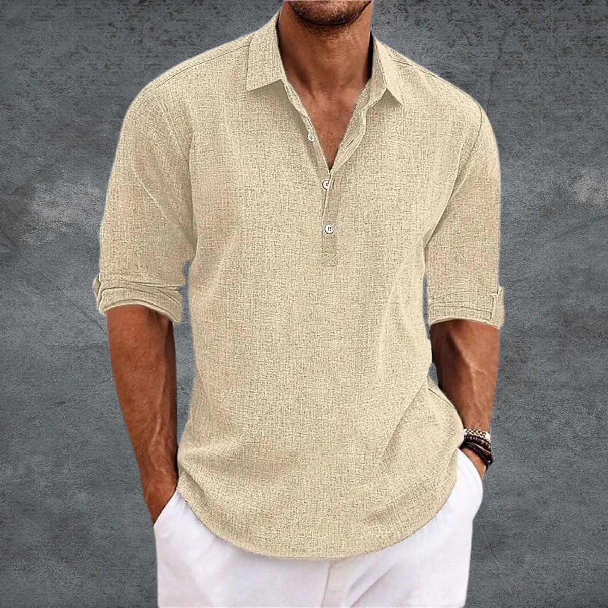 Giorgio - Camisa de Lino y Algodón de Manga Larga