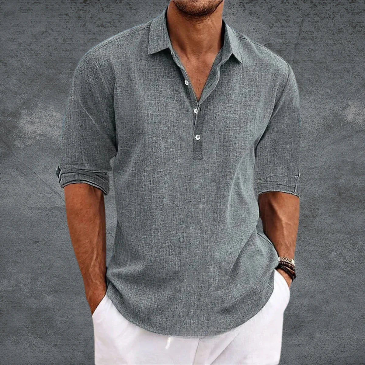 Giorgio - Camisa de Lino y Algodón de Manga Larga