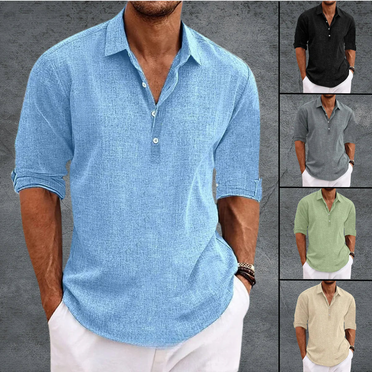 Giorgio - Camisa de Lino y Algodón de Manga Larga