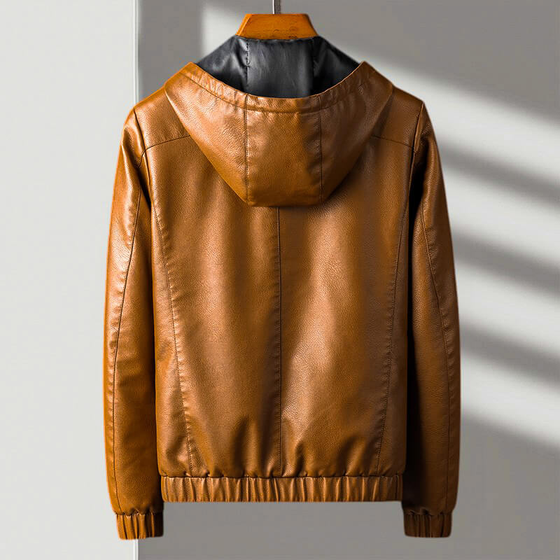 Sandro™ Chaqueta de cuero con capucha