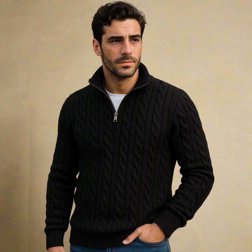 Niccolò - Jersey de cachemira con cremallera y trenzado clásico