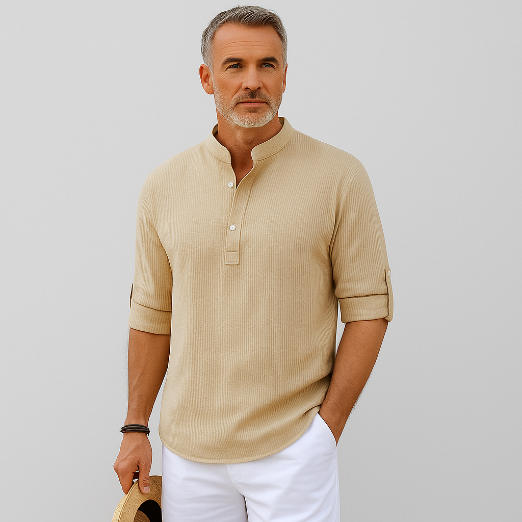 Martino | Camisa ligera de manga larga con cuello mao
