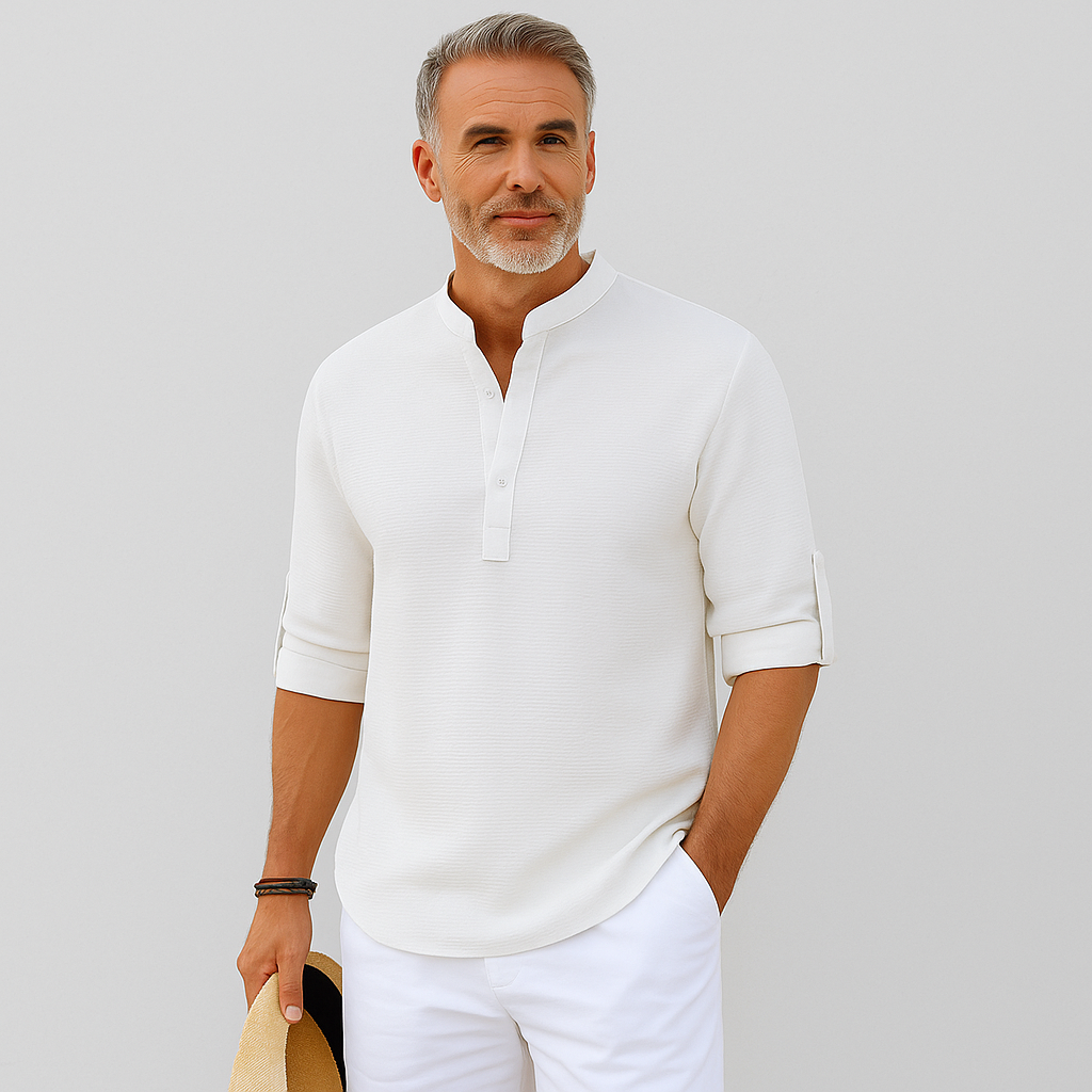 Martino | Camisa ligera de manga larga con cuello mao
