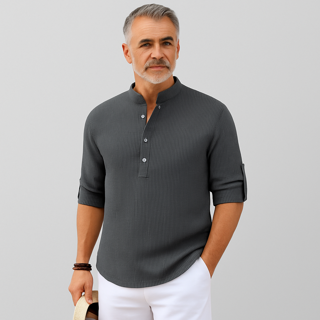 Martino | Camisa ligera de manga larga con cuello mao