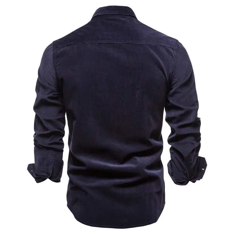 Ramiro - Camisa Casual de Manga Larga en Pana de Algodón