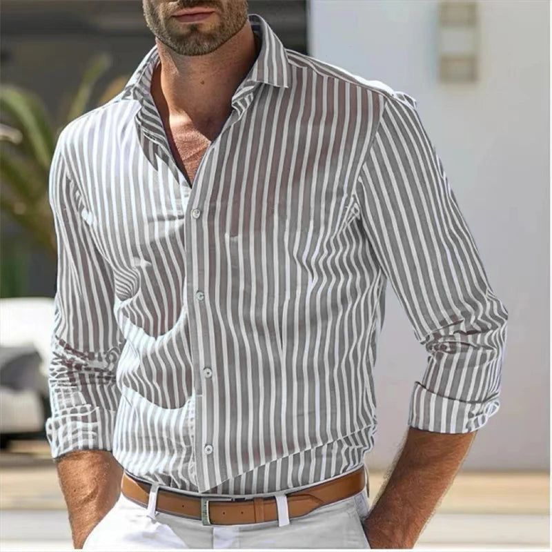 Tiago™ Camisa de rayas bicolores de manga larga