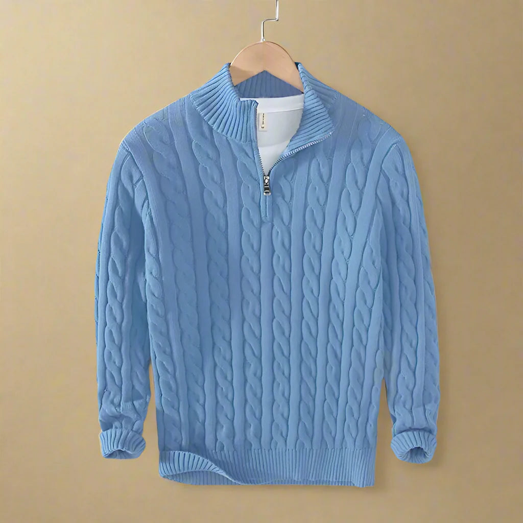 Niccolò - Jersey de cachemira con cremallera y trenzado clásico