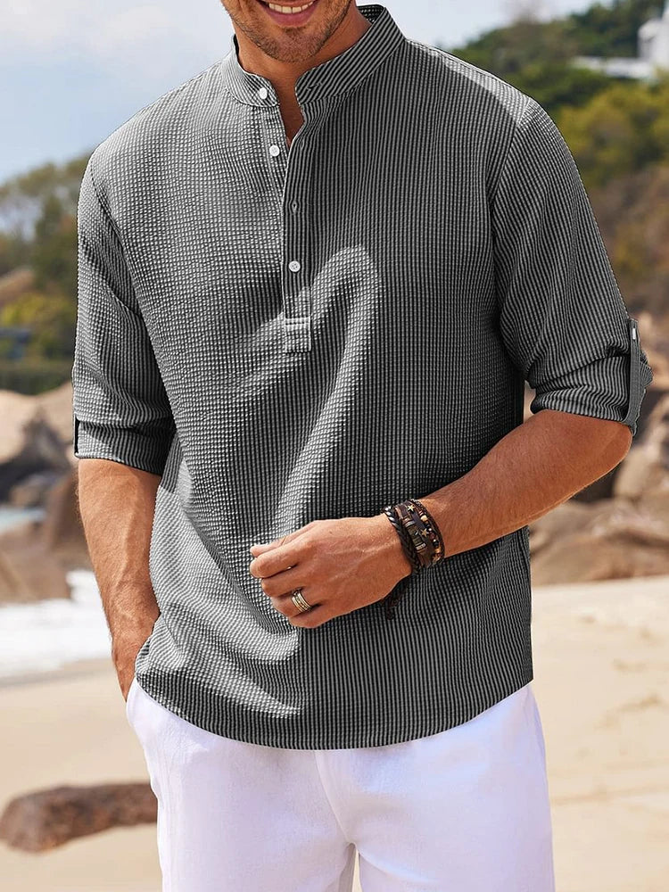 Gonzalo™ Camisa de manga larga de algodón-lino