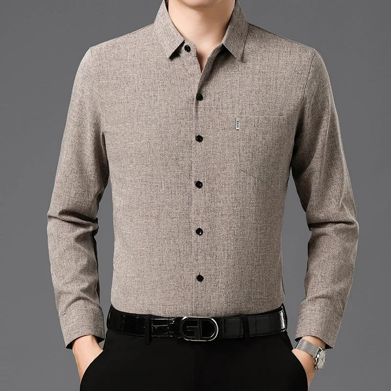 Esteban - Camisa de manga larga de algodón para hombre