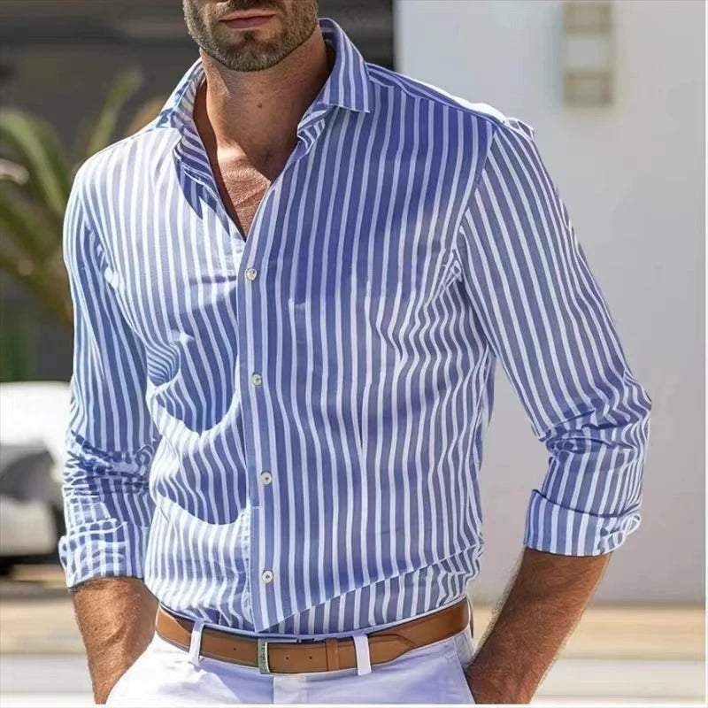 Tiago™ Camisa de rayas bicolores de manga larga