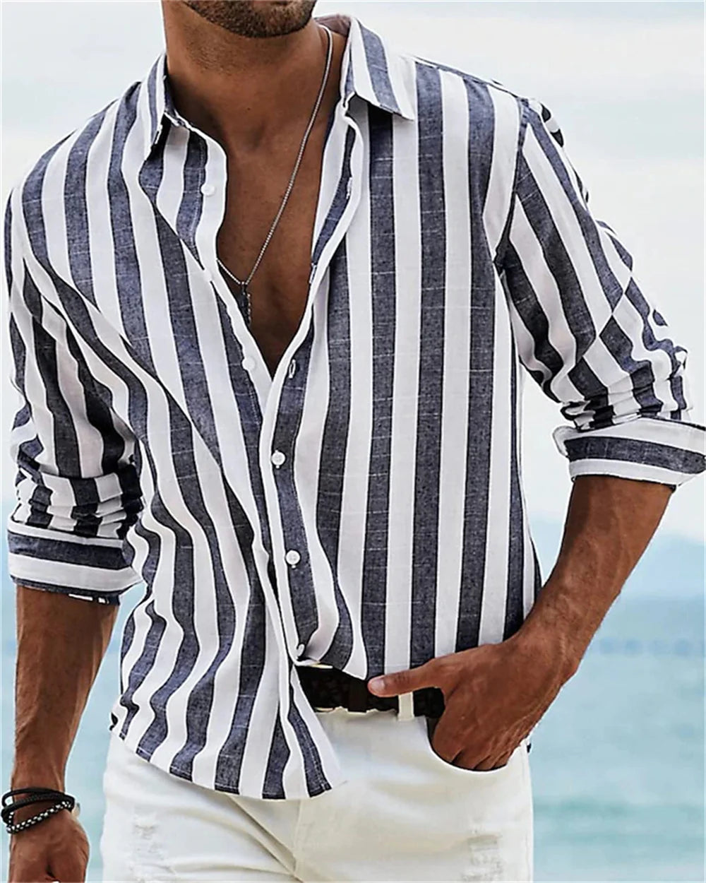Olivaro - Camisa de rayas estilo Riviera