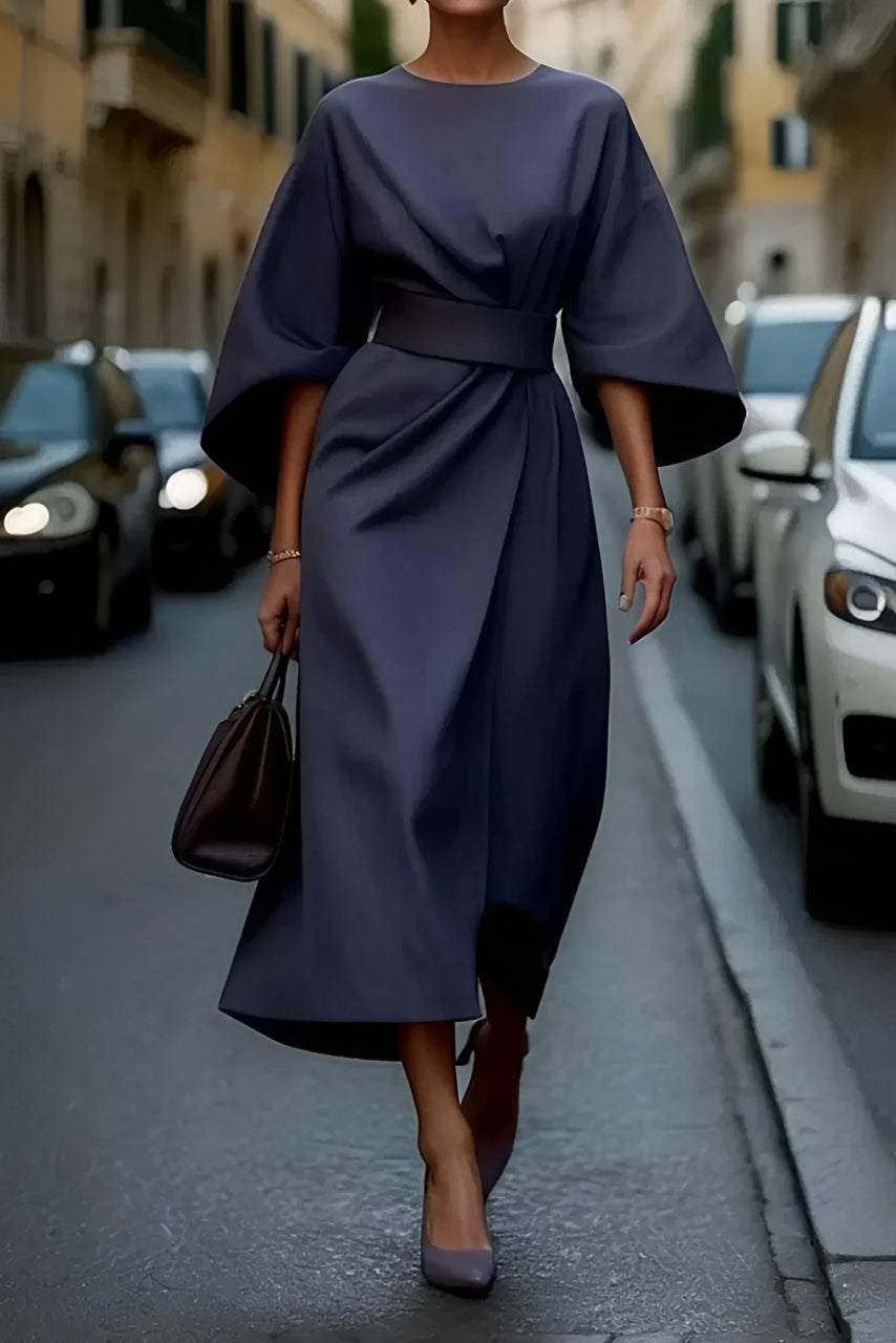 Celeste™ Vestido Elegante con Mangas Lanternas y Cinturón