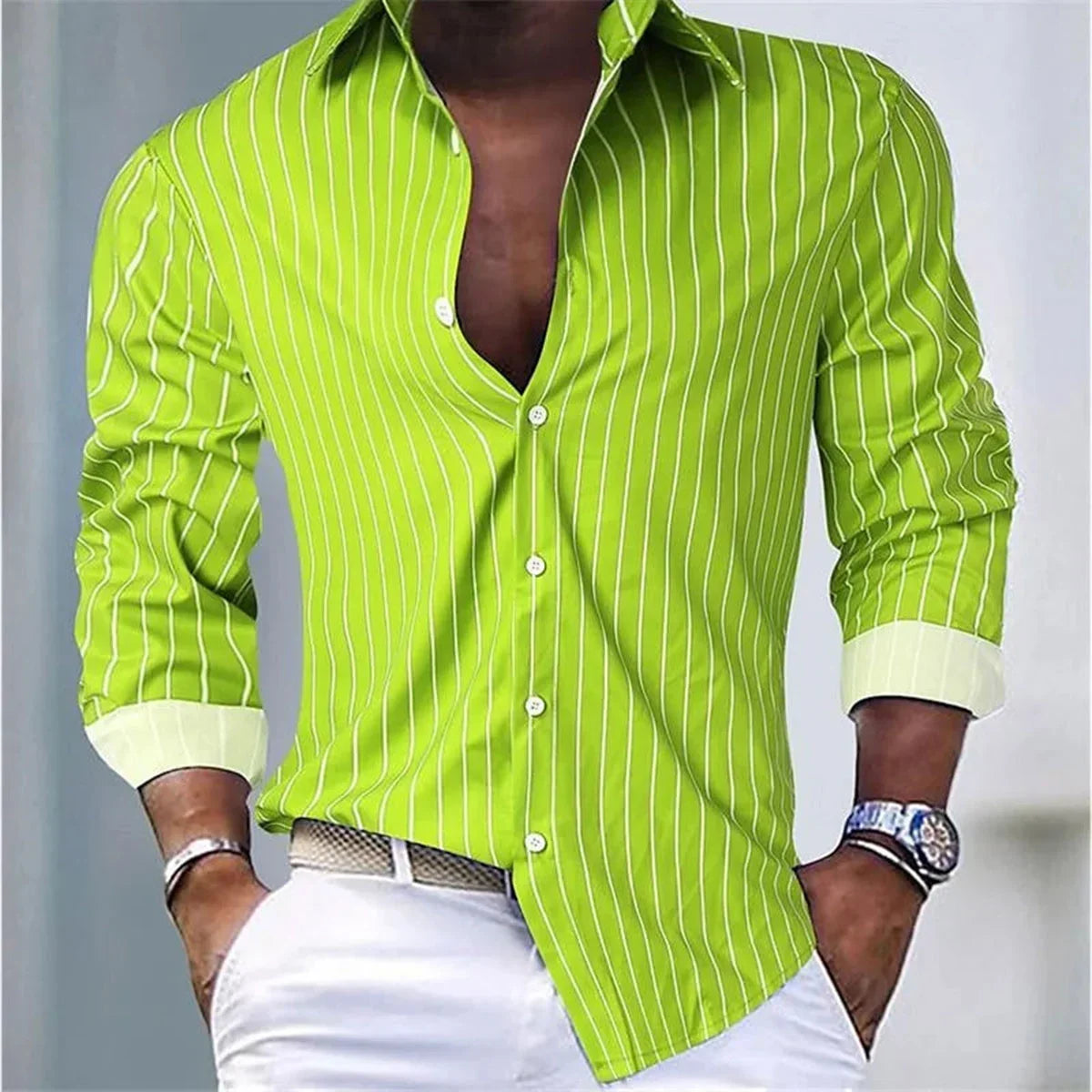 Philippe™ | Camisa de Seda a Rayas