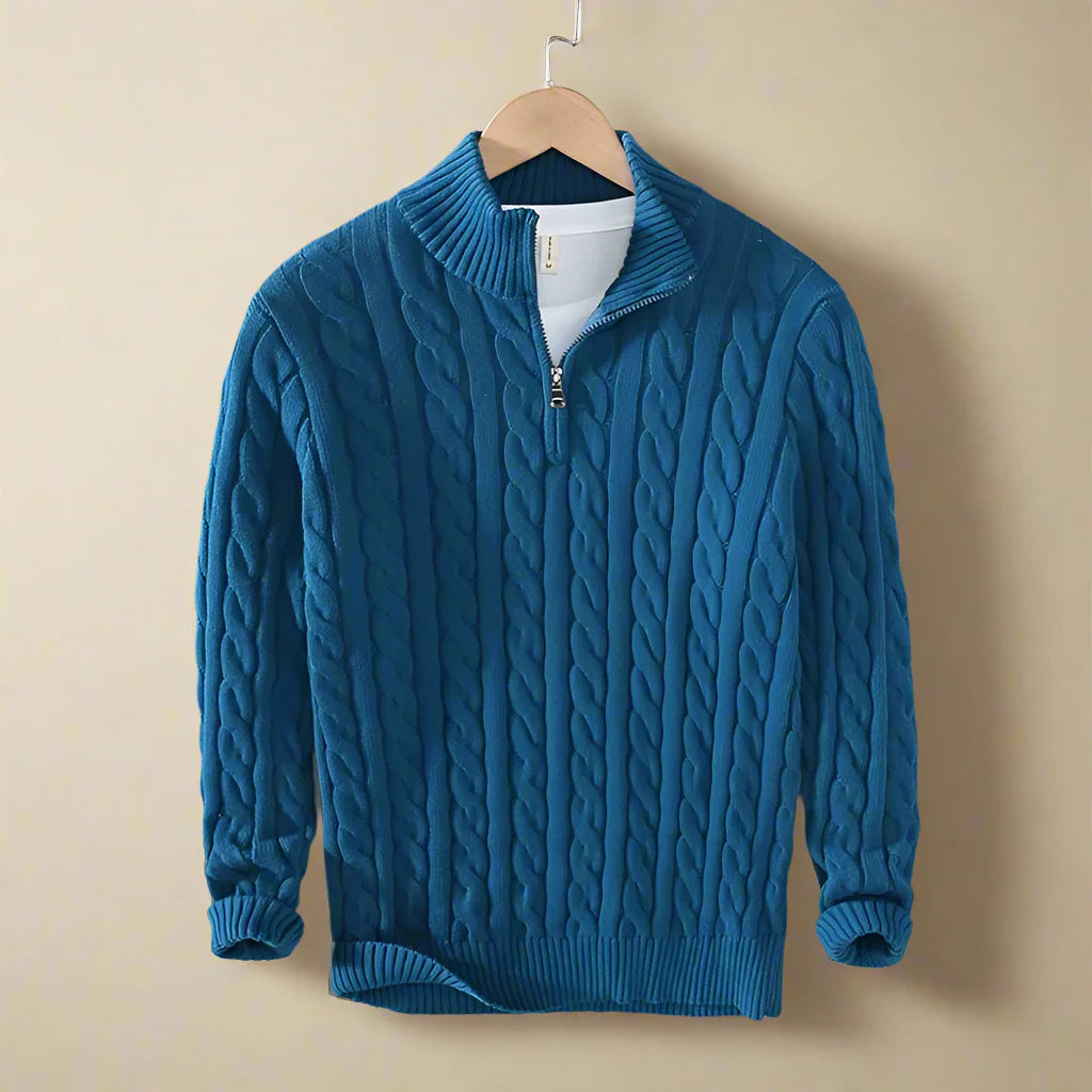 Niccolò - Jersey de cachemira con cremallera y trenzado clásico