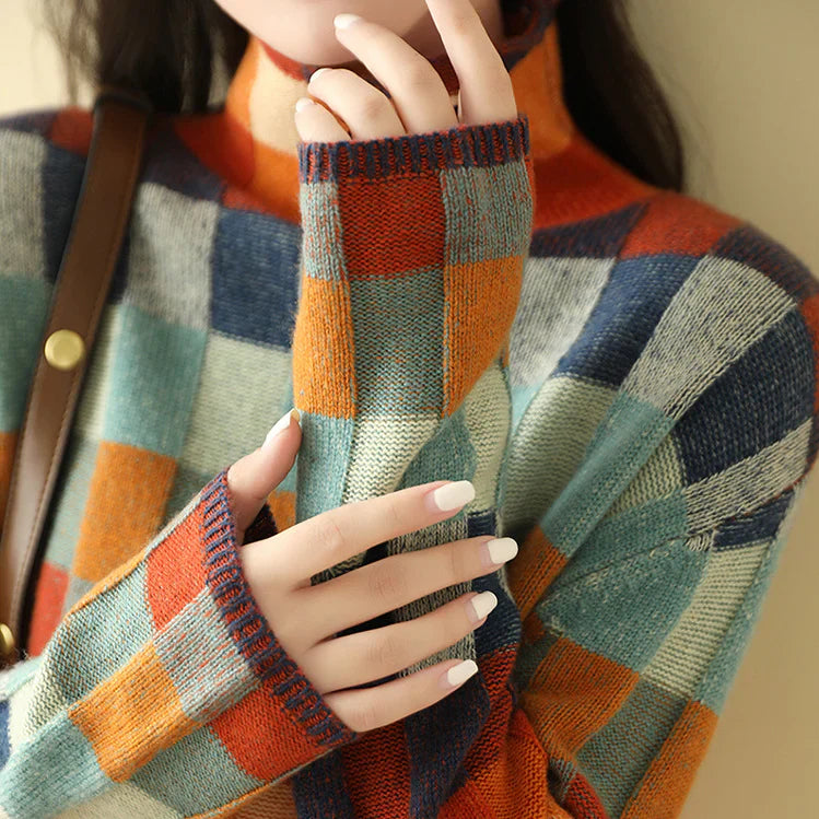 Jade | Jersey de Cachemira con Diseño de Patchwork