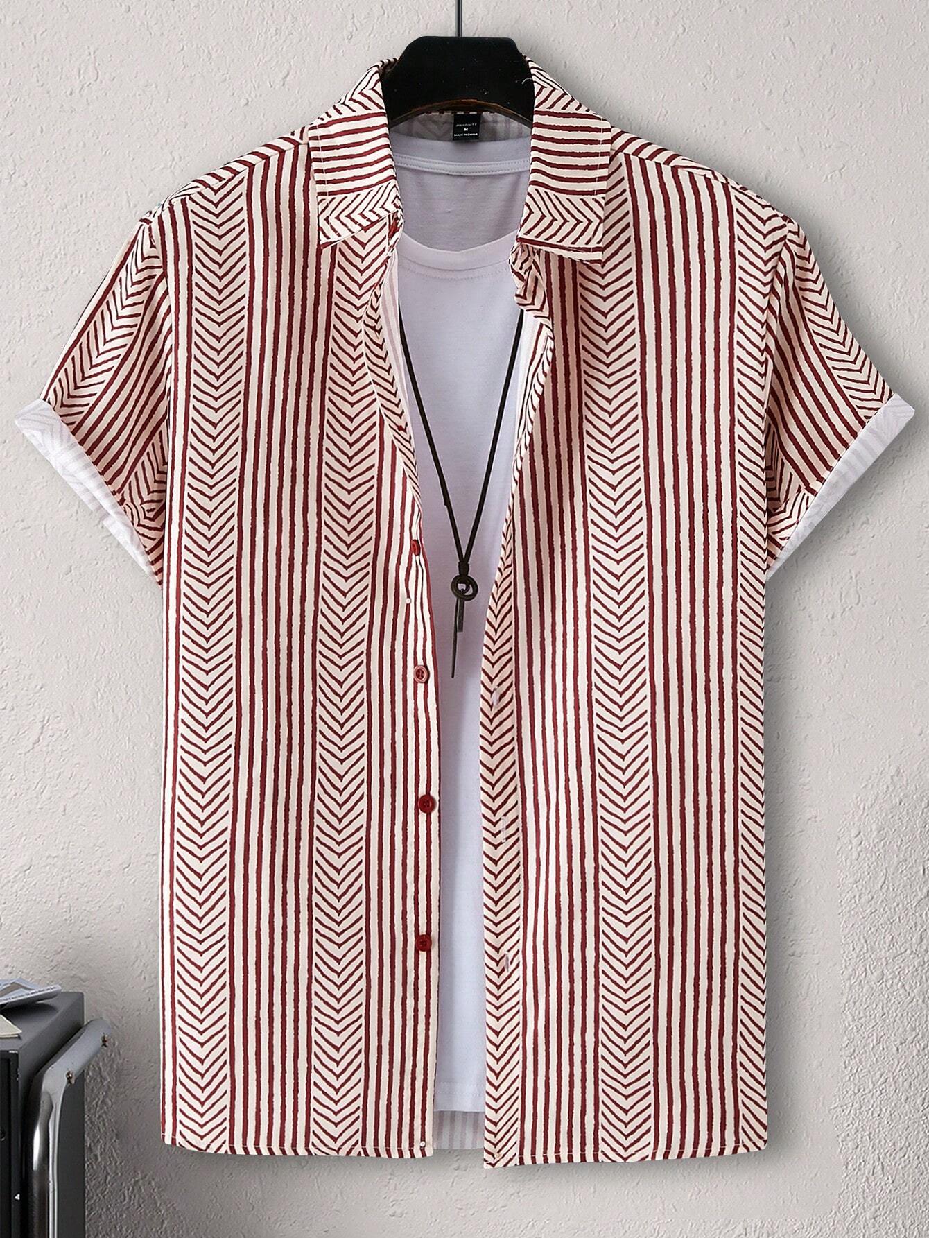 Mateus - Camisa de Hombre con Estampado Geométrico