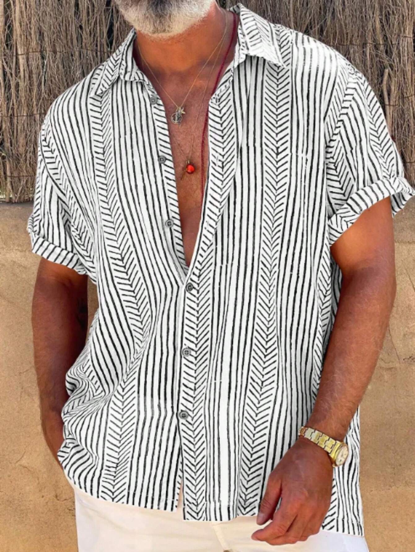 Mateus - Camisa de Hombre con Estampado Geométrico