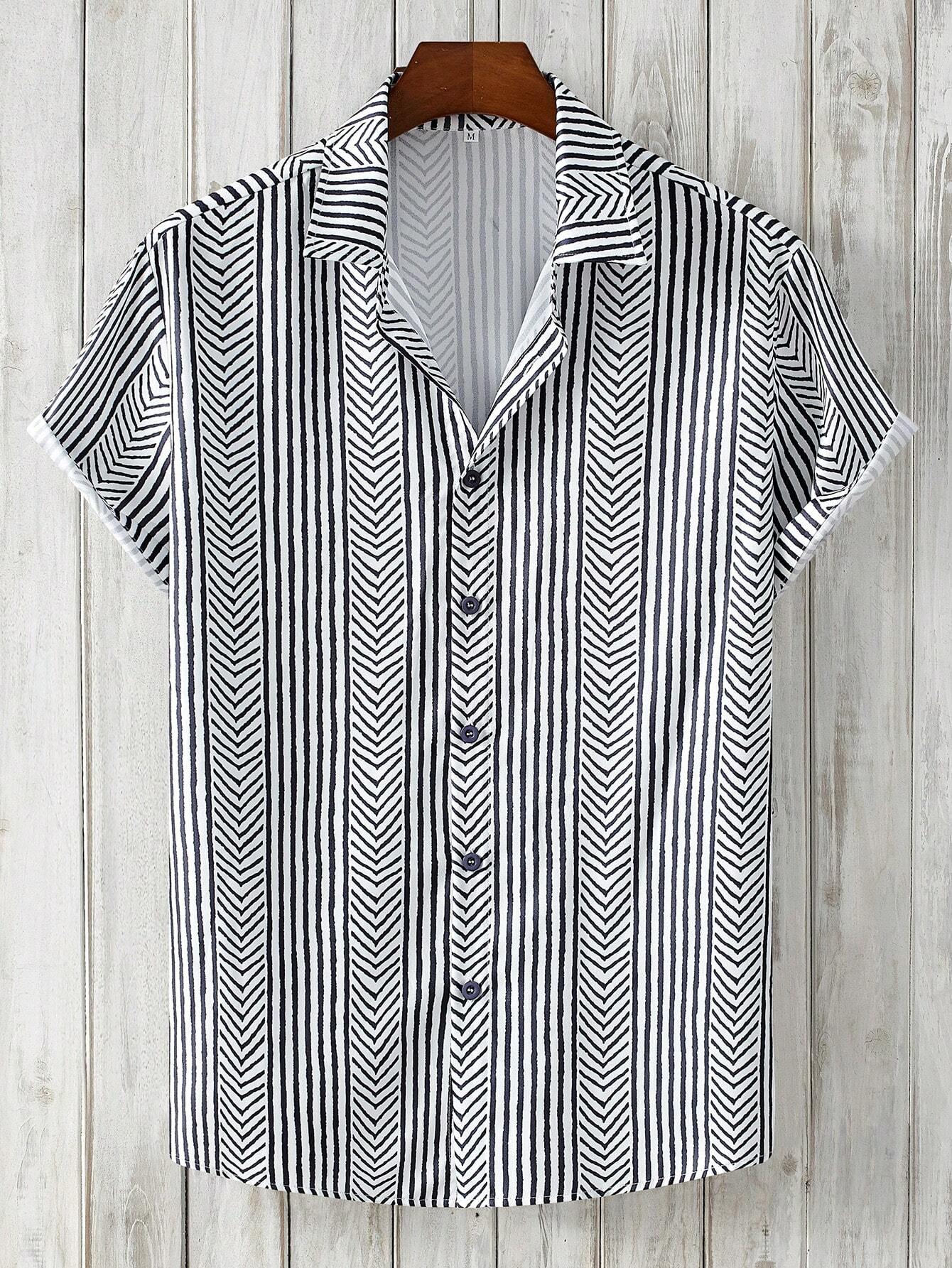 Mateus - Camisa de Hombre con Estampado Geométrico