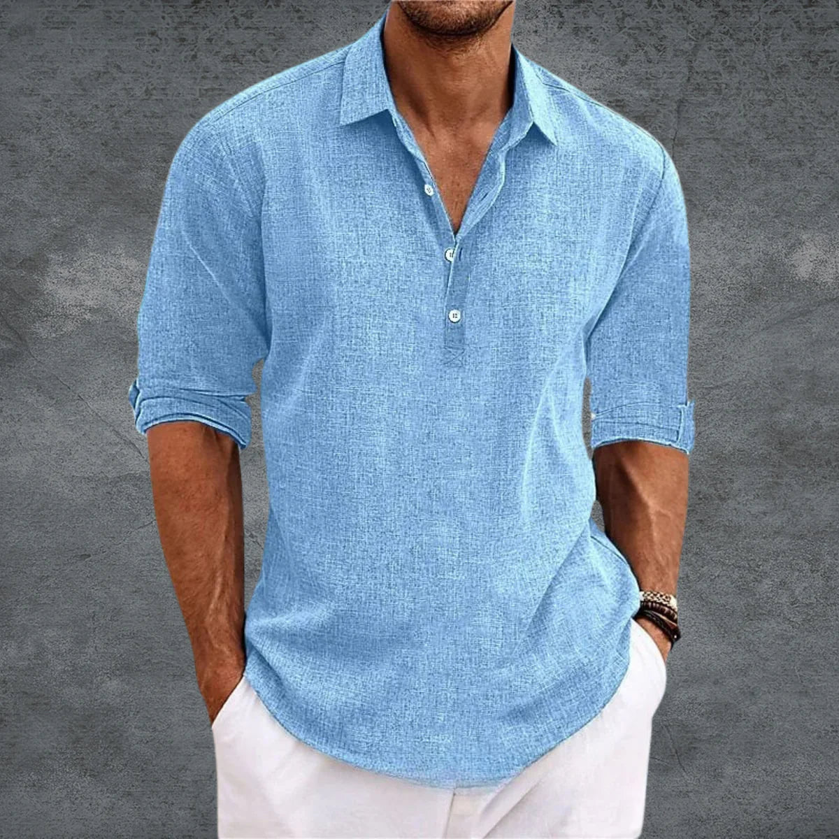 Giorgio - Camisa de Lino y Algodón de Manga Larga