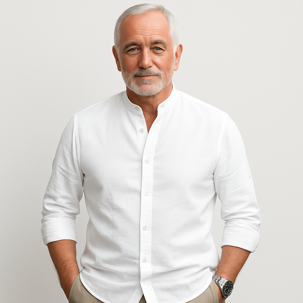 Domenico | Camisa de algodón con cuello mao
