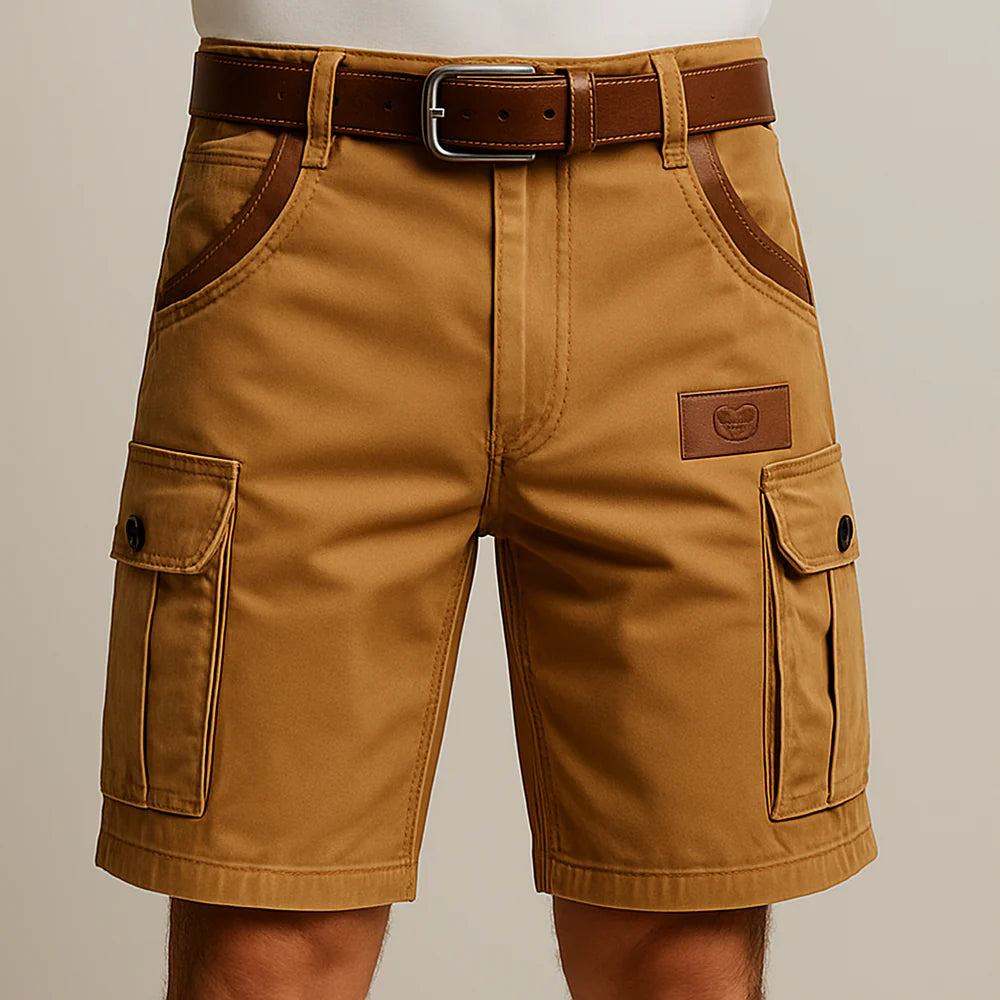 Franco - Shorts cargo resistentes con detalles de cuero