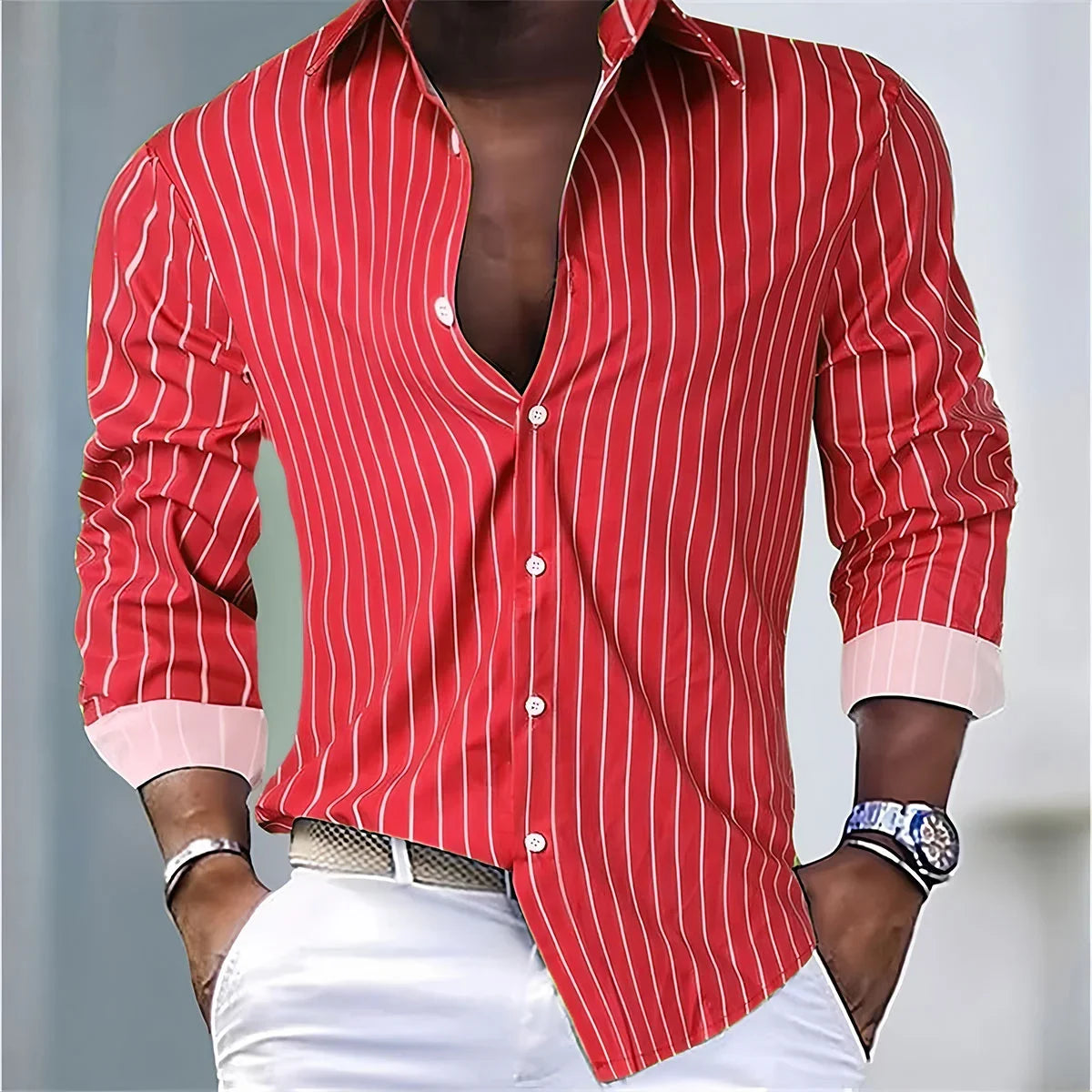 Philippe™ | Camisa de Seda a Rayas