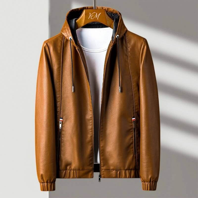 Sandro™ Chaqueta de cuero con capucha