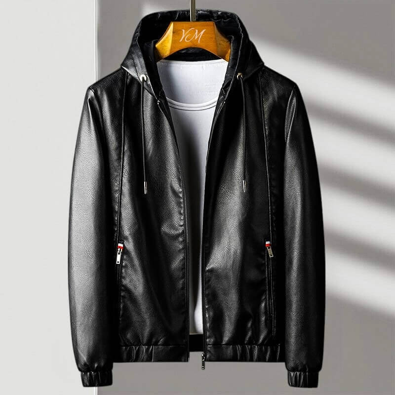 Sandro™ Chaqueta de cuero con capucha