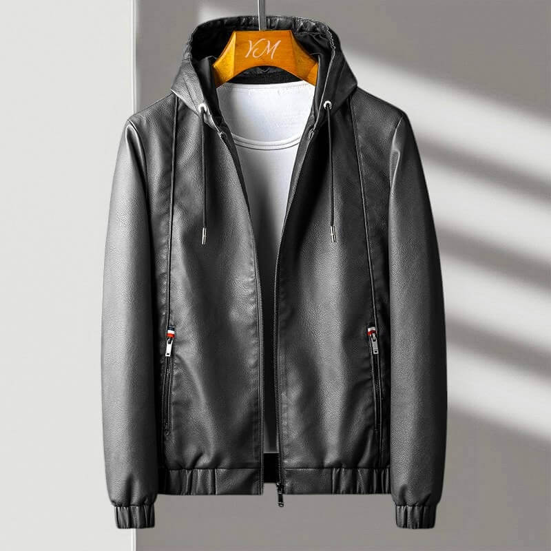 Sandro™ Chaqueta de cuero con capucha